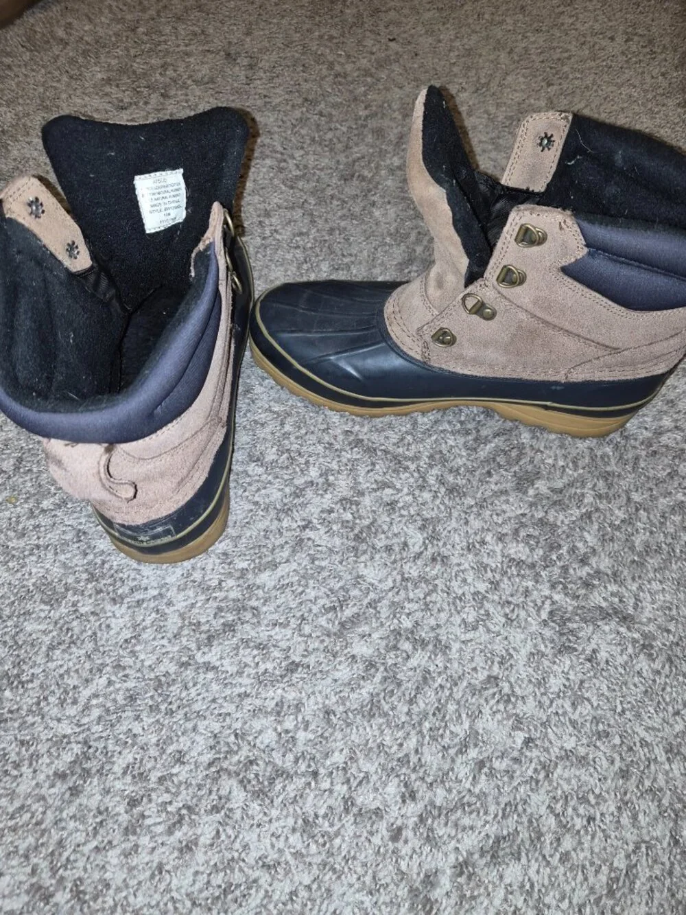 Size 10 Tan and Black Weathermates Sorel Duck Boots